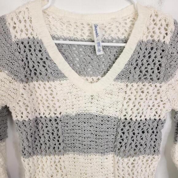 Aeropostale Sweater Womens Small Loose Knit V Neck Crochet Summer Colorblock Y2K - Picture 2 of 8